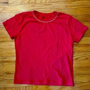 J Galt. Short sleeve shirt; One size fits all.  Red.